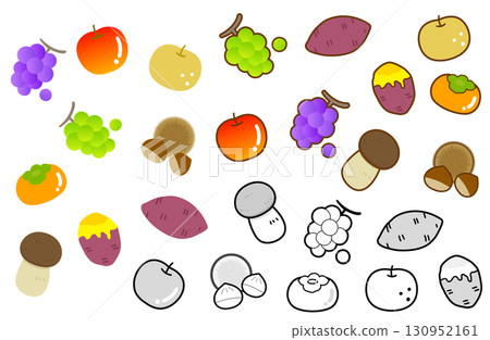 可愛的秋天味道插圖集★EPS版 130952161