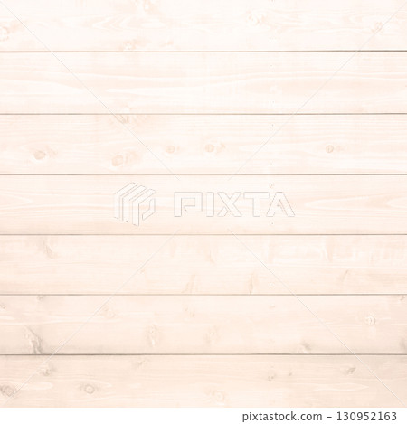 A square background image of horizontally nailed white wood boards with grain and knots 130952163