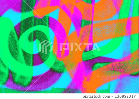Vibrant Graffiti Pattern in Neon Green, Pink, Orange for Retro 80s, Y2K Aesthetic 130952317