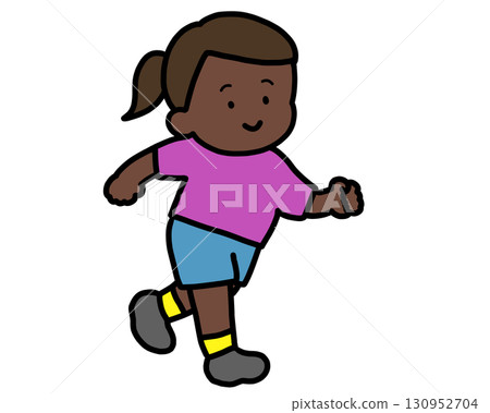 Black girl running with a smile Black girl running with a smile 130952704