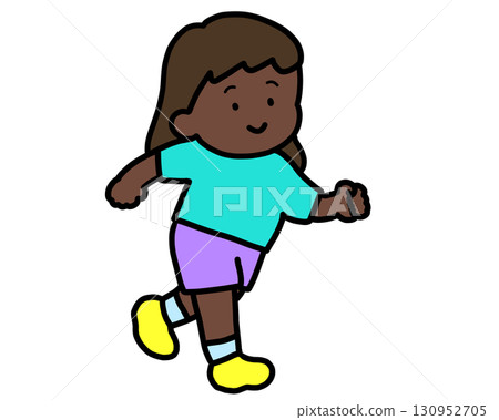 Black girl running with a smile Black girl running with a smile 130952705
