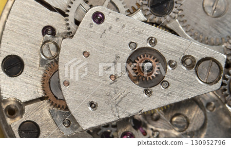 clockwork vintage mechanical watch, high resolution and detail 130952796