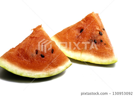 Watermelon and slice of watermelon isolated on white background Watermelon and slice of watermelon isolated on white background 130953092
