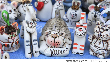 Souvenir figurines of cats and other animals in the gift shop Souvenir figurines of cats and other animals in the gift shop 130953157