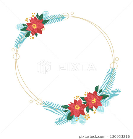 聖誕花圈向量圖 130953216