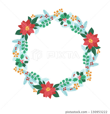聖誕花圈向量圖 130953222