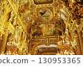 Ceiling painting and chandelier in the Grand Foyer of the Paris Opera 130953365