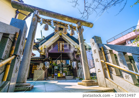 Tokyo cityscape in Japan, including Motomishima Shrine in front of Uguisudani Station (17th) Tokyo cityscape in Japan, including Motomishima Shrine in front of Uguisudani Station (17th) 130953497