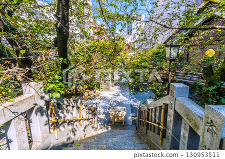 Tokyo cityscape in Japan, including Motomishima Shrine in front of Uguisudani Station (17th) 130953511