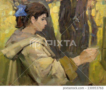 oil painting, portrait, handmade drawing 130953768