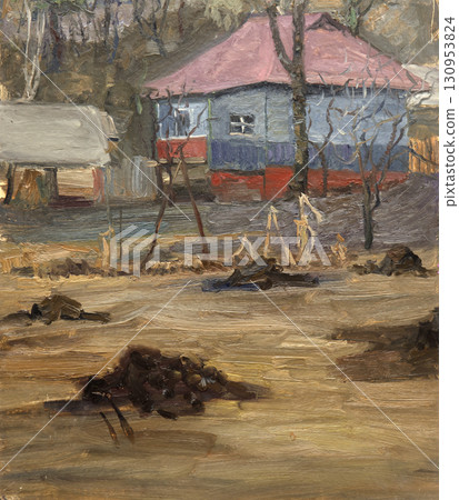 landscape, oil painting, handmade drawing 130953824