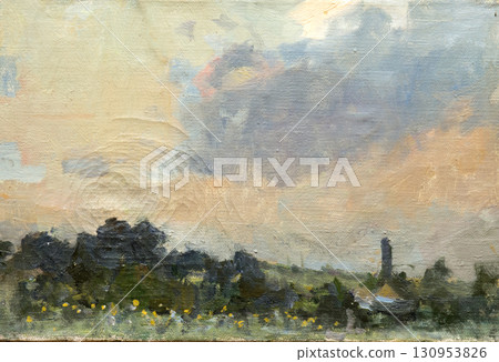 landscape, oil painting, handmade drawing landscape, oil painting, handmade drawing 130953826