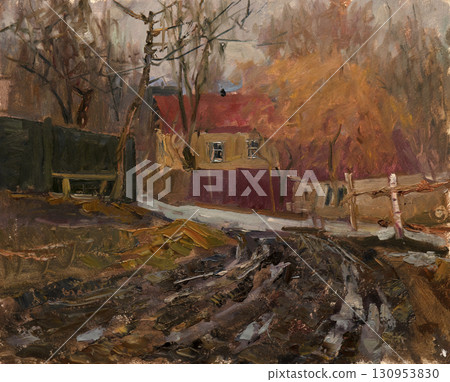 landscape, oil painting, handmade drawing 130953830