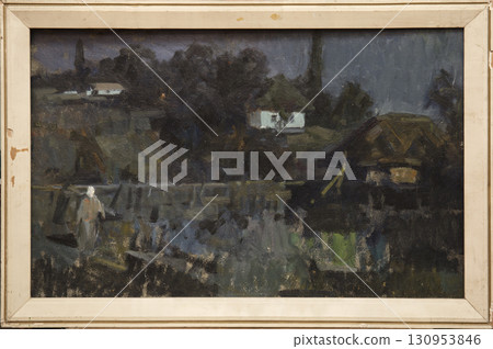 landscape, oil painting, handmade drawing 130953846