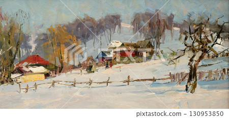 landscape, oil painting, handmade drawing landscape, oil painting, handmade drawing 130953850