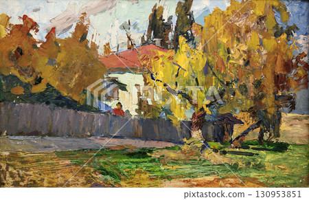 landscape, oil painting, handmade drawing landscape, oil painting, handmade drawing 130953851