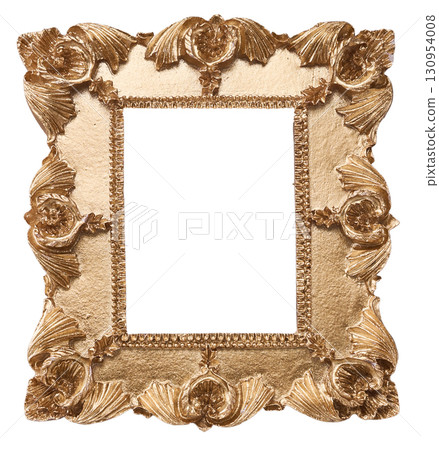Luxurious gold square frame white background Luxurious gold square frame white background 130954008