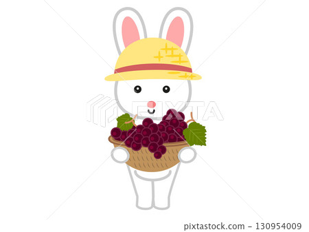 Illustration of a rabbit picking grapes Illustration of a rabbit picking grapes 130954009