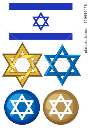 Star of David Symbols and Israeli Flag Vector Set 130954458