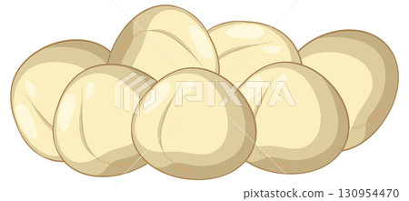 Vector Illustration of Fresh Bread Rolls in Pile 130954470
