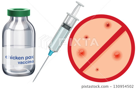 Chickenpox Vaccine Syringe and Immunization Concept Illustration 130954502