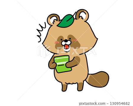 Tanuki is surprised when he sees his bankbook Tanuki is surprised when he sees his bankbook 130954682