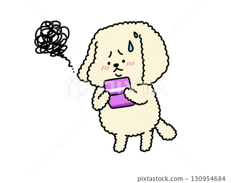 Poodle is surprised when he sees his bankbook Poodle is surprised when he sees his bankbook 130954684