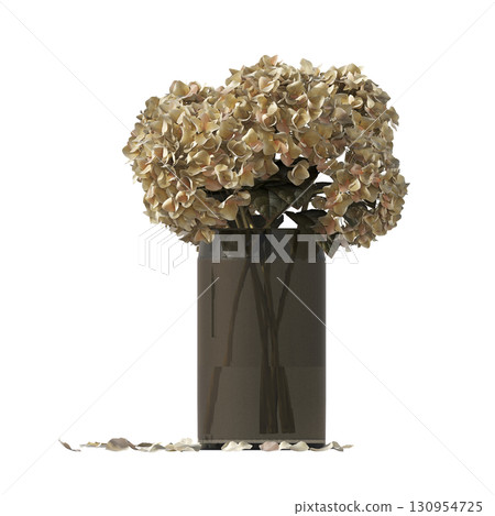 decorative flower in a pot isolate on a transparent background, 3D illustration, cg render 130954725