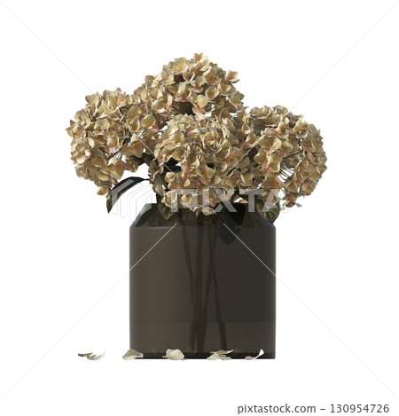 decorative flower in a pot isolate on a transparent background, 3D illustration, cg render 130954726