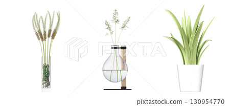 decorative flower in a pot isolate on a transparent background, 3D illustration, cg render 130954770