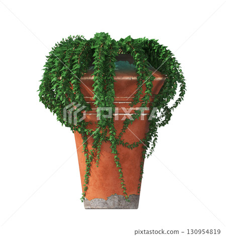 decorative flower in a pot isolate on a transparent background, 3D illustration, cg render decorative flower in a pot isolate on a transparent background, 3D illustration, cg render 130954819