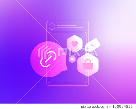 Social commerce integration with shoppable posts, product tags and instant checkout in-app purchases. Social live shopping with AI recommendations to boost e-commerce conversions, vector illustration Social commerce integration with shoppable posts, product tags and instant checkout in-app purchases. Social live shopping with AI recommendations to boost e-commerce conversions, vector illustration 130954855