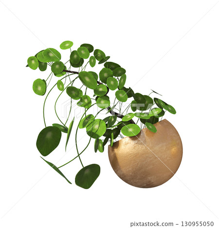 decorative flower in a pot isolate on a transparent background, 3D illustration, cg render decorative flower in a pot isolate on a transparent background, 3D illustration, cg render 130955050