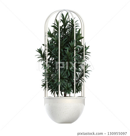 decorative flower in a pot isolate on a transparent background, 3D illustration, cg render decorative flower in a pot isolate on a transparent background, 3D illustration, cg render 130955097
