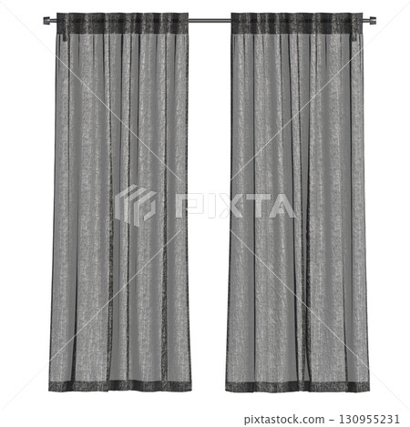 curtain isolated on a transparent background, interior decorations, 3D illustration, cg render 130955231