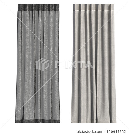 curtain isolated on a transparent background, interior decorations, 3D illustration, cg render 130955232