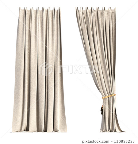 curtain isolated on a transparent background, interior decorations, 3D illustration, cg render curtain isolated on a transparent background, interior decorations, 3D illustration, cg render 130955253
