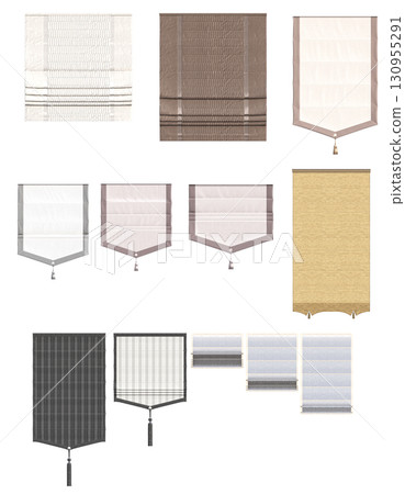 curtain isolated on a transparent background, interior decorations, 3D illustration, cg render 130955291