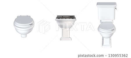 Lavatory pan isolated on a transparent background, bidet, 3D illustration, and CG render 130955362