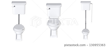 Lavatory pan isolated on a transparent background, bidet, 3D illustration, and CG render 130955363