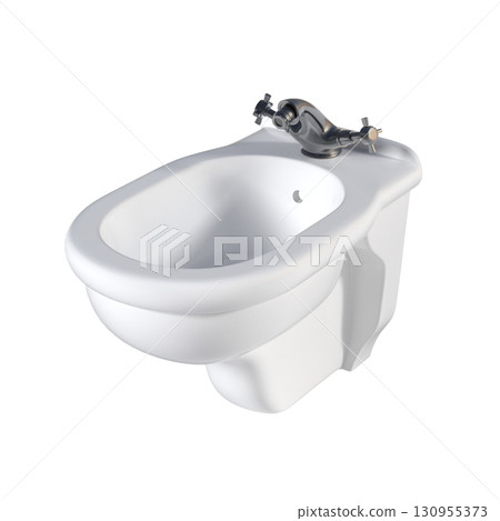 Lavatory pan isolated on a transparent background, bidet, 3D illustration, and CG render Lavatory pan isolated on a transparent background, bidet, 3D illustration, and CG render 130955373