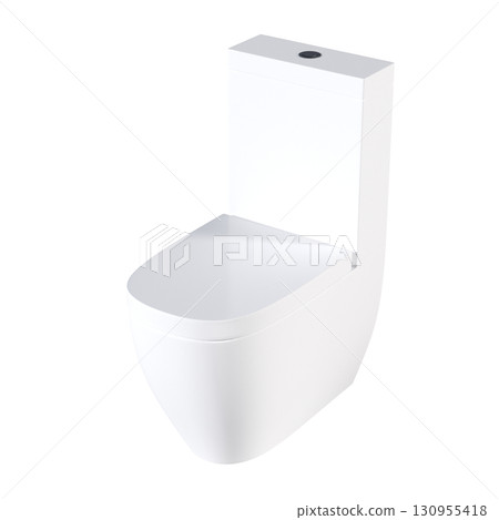 Lavatory pan isolated on a transparent background, bidet, 3D illustration, and CG render 130955418