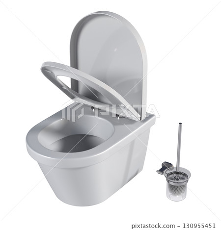 Lavatory pan isolated on a transparent background, bidet, 3D illustration, and CG render 130955451
