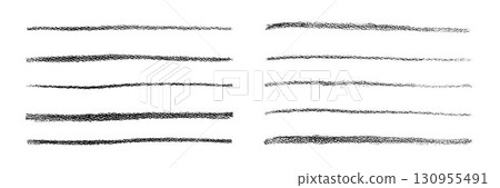 Crayon chalk brush stroke underline pen highlight. Vector hand drawn stoke element set for design texture templates, presentation, school, emphasis isolated on white background. 130955491