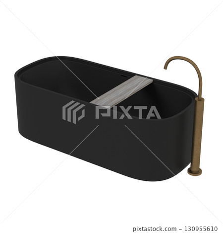 bathtub isolated on a transparent background, 3D illustration, and a CG render bathtub isolated on a transparent background, 3D illustration, and a CG render 130955610
