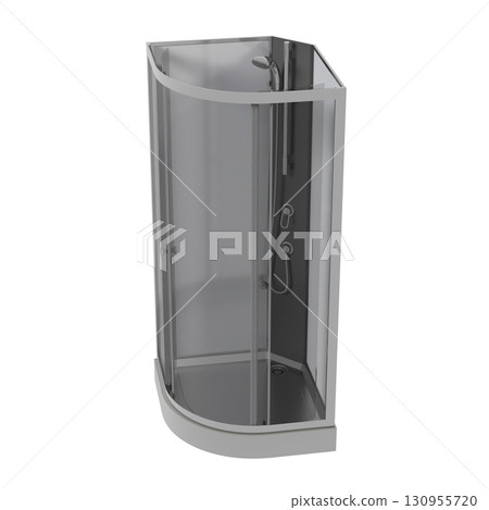 shower cabin isolated on transparent background, 3D illustration, cg render shower cabin isolated on transparent background, 3D illustration, cg render 130955720