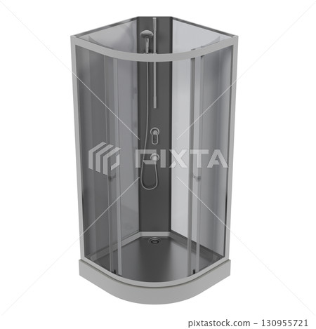 shower cabin isolated on transparent background, 3D illustration, cg render shower cabin isolated on transparent background, 3D illustration, cg render 130955721