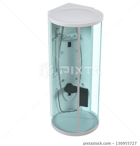 shower cabin isolated on transparent background, 3D illustration, cg render shower cabin isolated on transparent background, 3D illustration, cg render 130955727