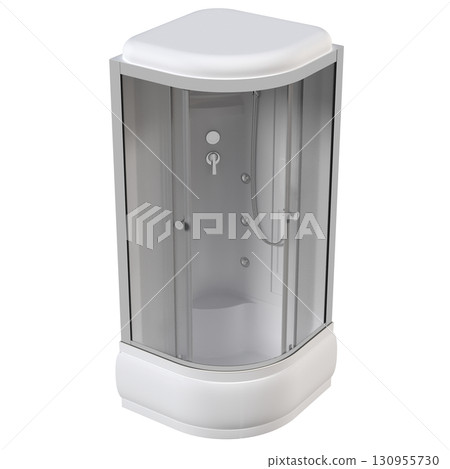 shower cabin isolated on transparent background, 3D illustration, cg render shower cabin isolated on transparent background, 3D illustration, cg render 130955730