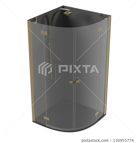 shower cabin isolated on transparent background, 3D illustration, cg render 130955774